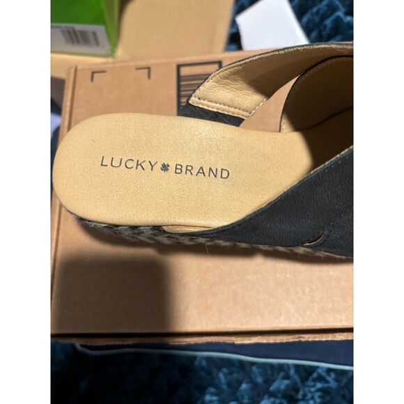 Lucky Brand / Genzy Platform Espadrille Wedge Sandals in Black / Size 8.5 - Picture 8 of 15